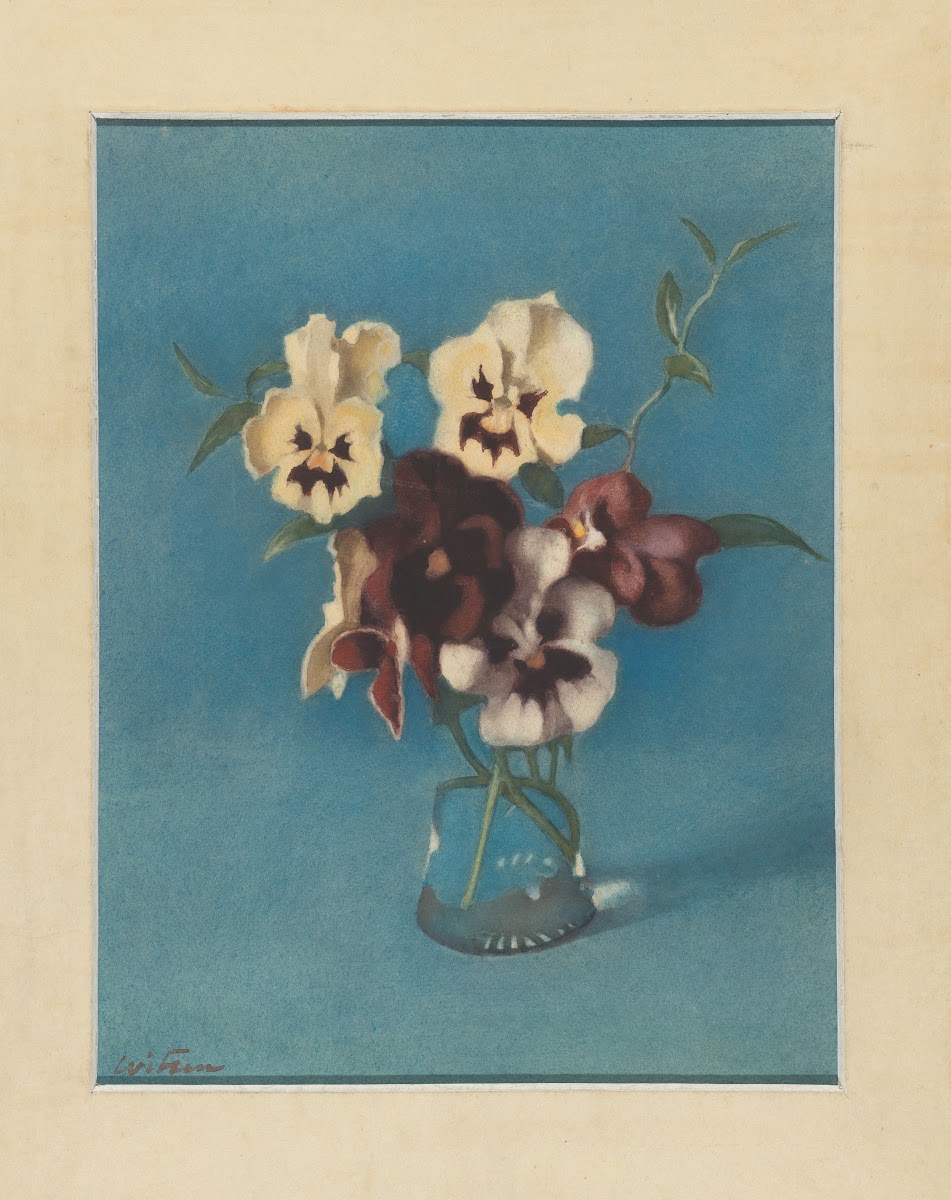 Viooltjes in een glazen vaasje 1870 1923