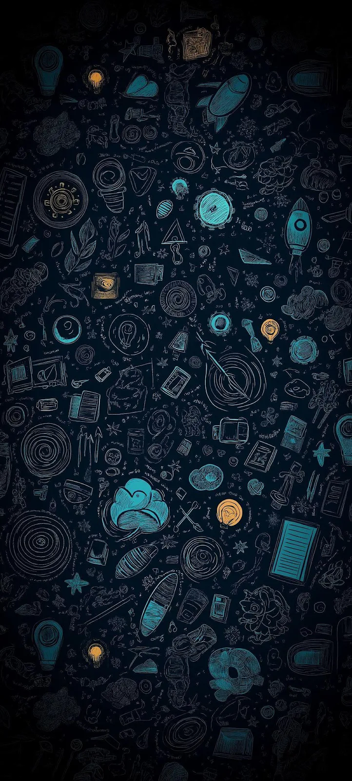 Creative Blue Doodle Pattern - Digital Illustration iPhone Wallpaper (924x2048)
