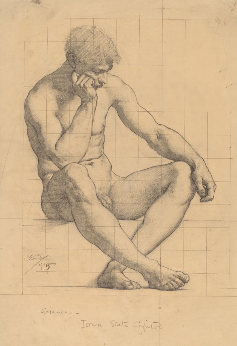 Seated Male Nude  Study for Science  Iowa State Capitol 1905