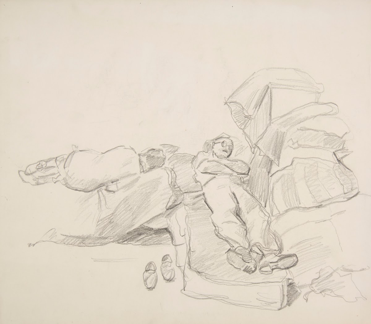 Śpiący mężczyźni  szkic 1944