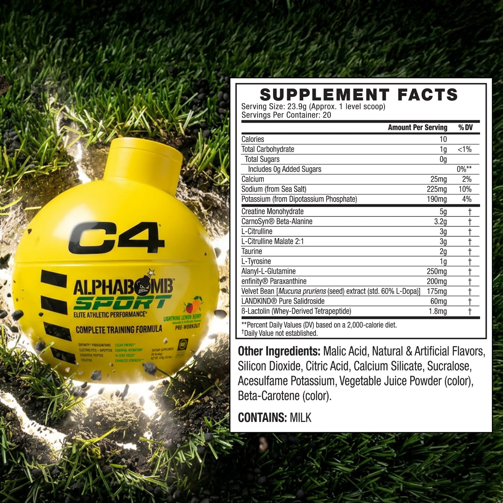 AlphaBomb Sport — Lightning Lemon Berry, 20 Servings