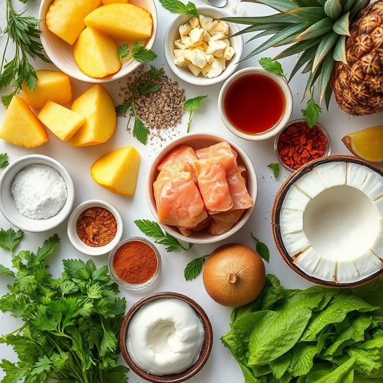 Ingredients for Refreshing Tropical Coconut Pineapple Cooler Recipe: Easy Homemade Sweet Delight