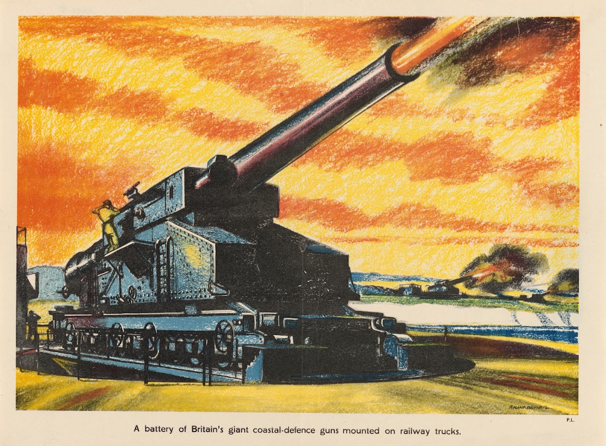 A Battery of Britains Giant Coastal Defence Guns Mounted on Railway Trucks