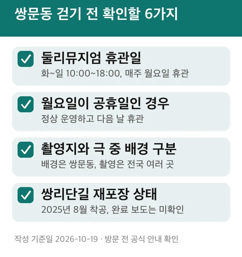쌍문동 걷기 전 확인할 6가지