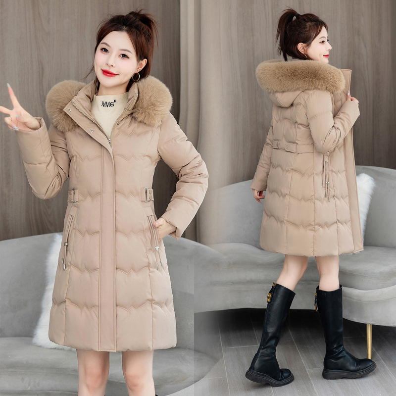 Women's quilted jacket, mid-length, with double zipper