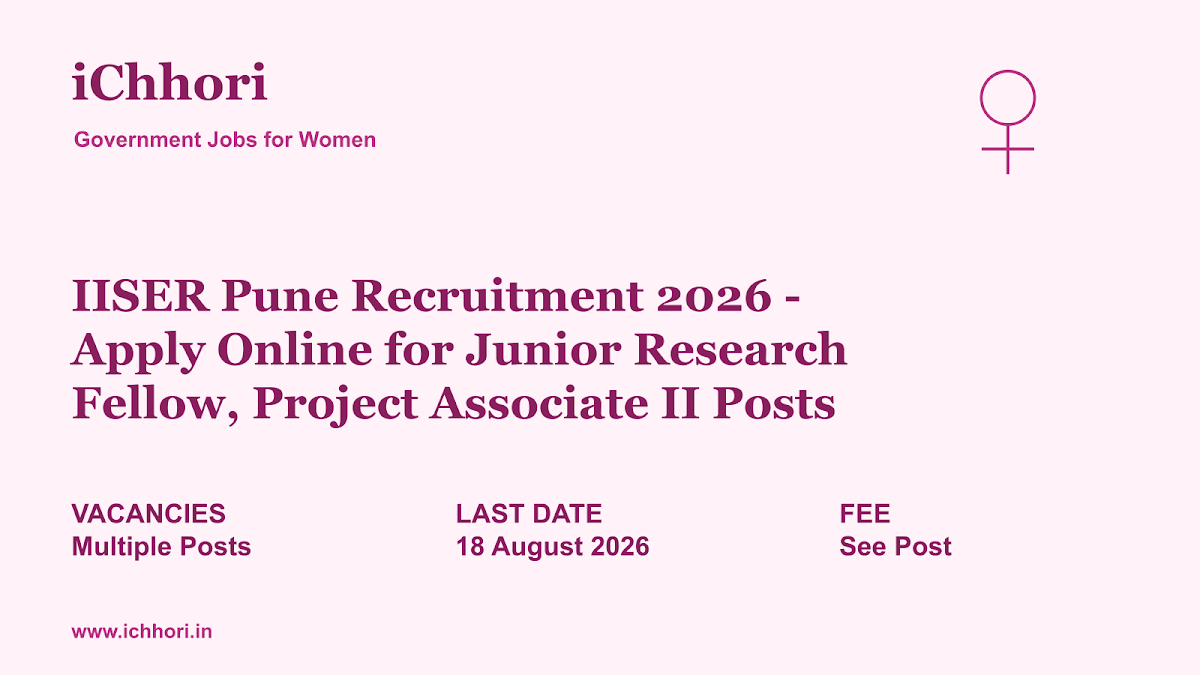 IISER Pune Recruitment 2026 - Apply Online for Junior Research Fellow, Project Associate II Posts - iChhori