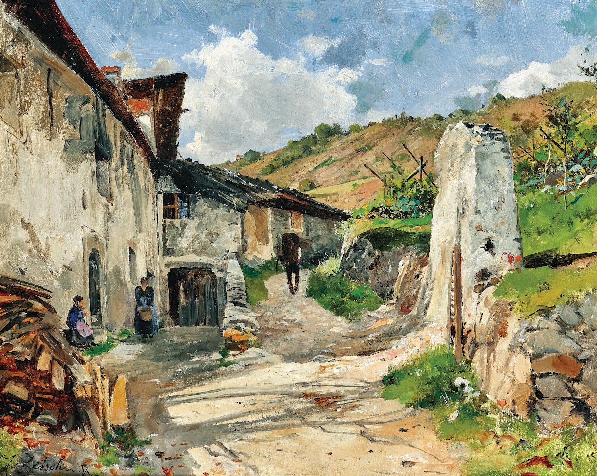 Wachau region a path to a vineyard near a village 1900