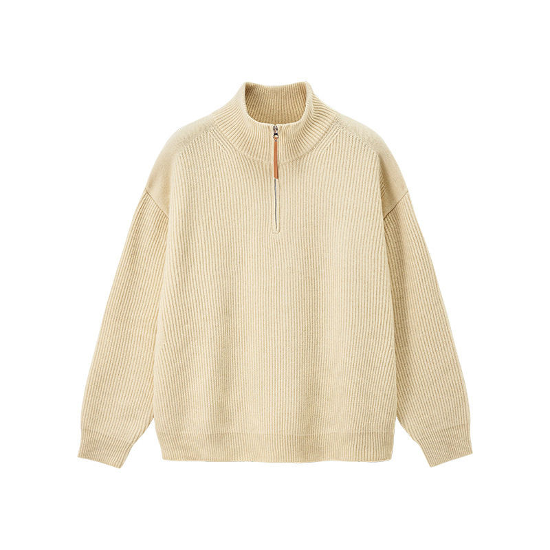 Men's knitted sweater with half-zip