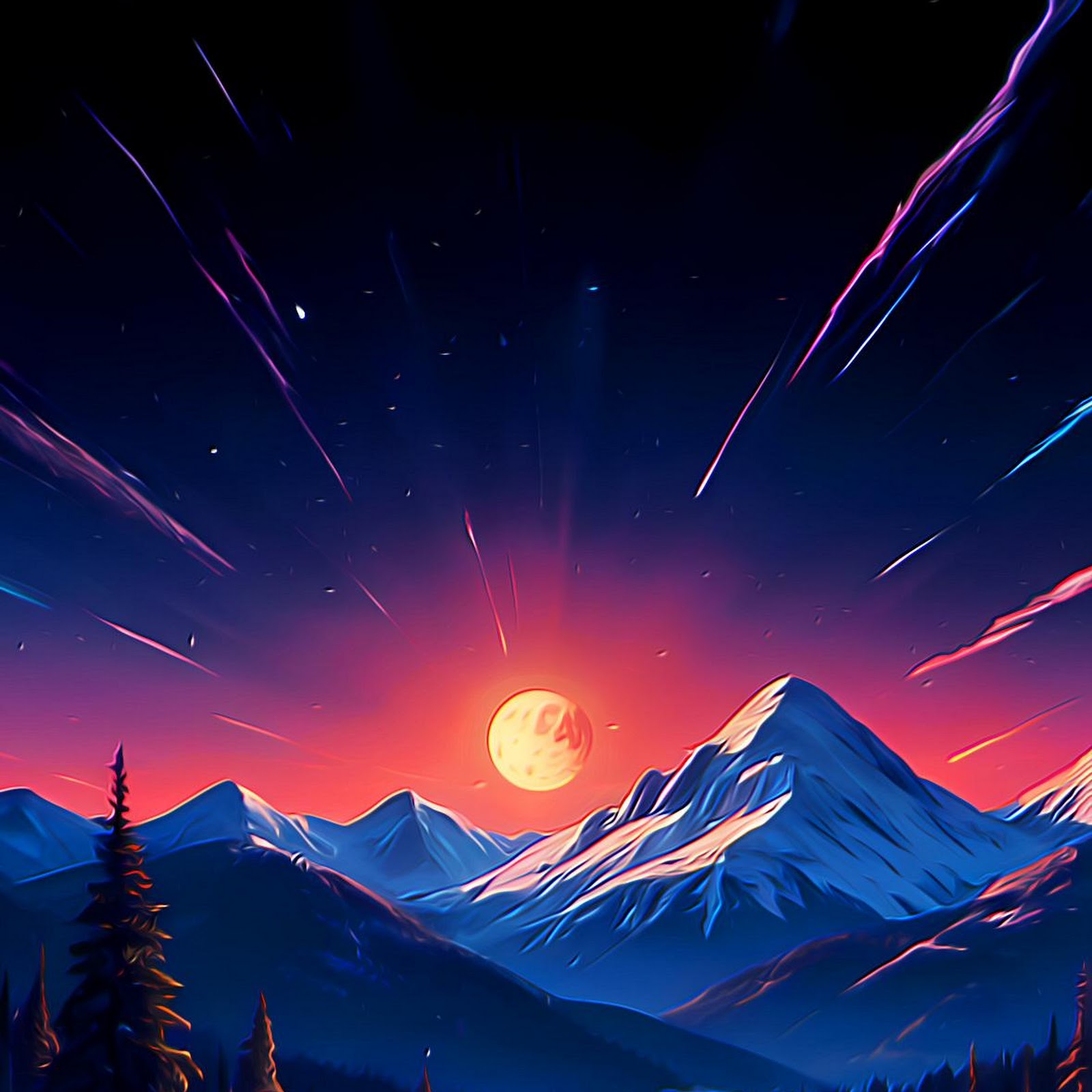 Download Vibrant Winter Mountain Nightscape Full HD iPhone