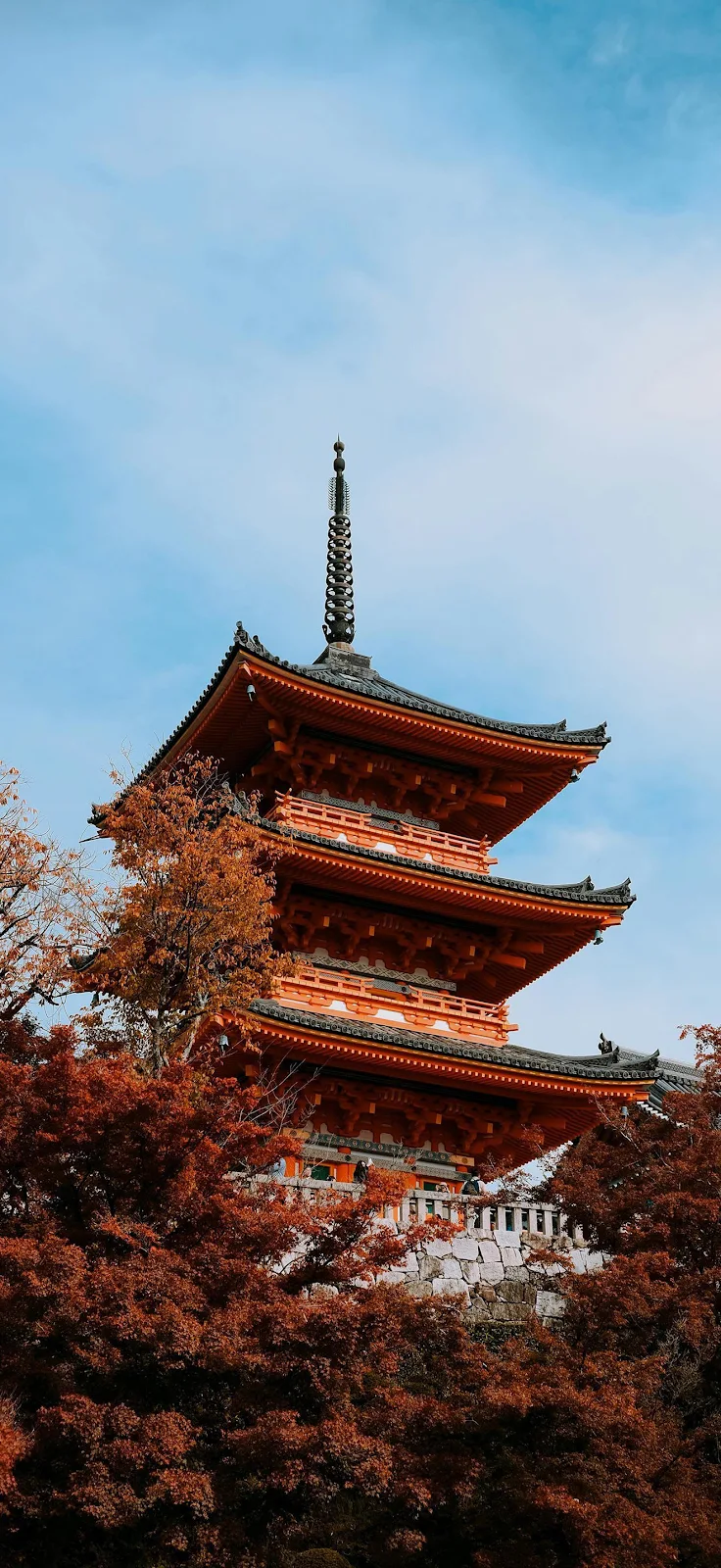 Kiyomizu-Dera Pagoda In Autumn - Travel Photography Full HD iPhone Wallpaper (1320x2868)