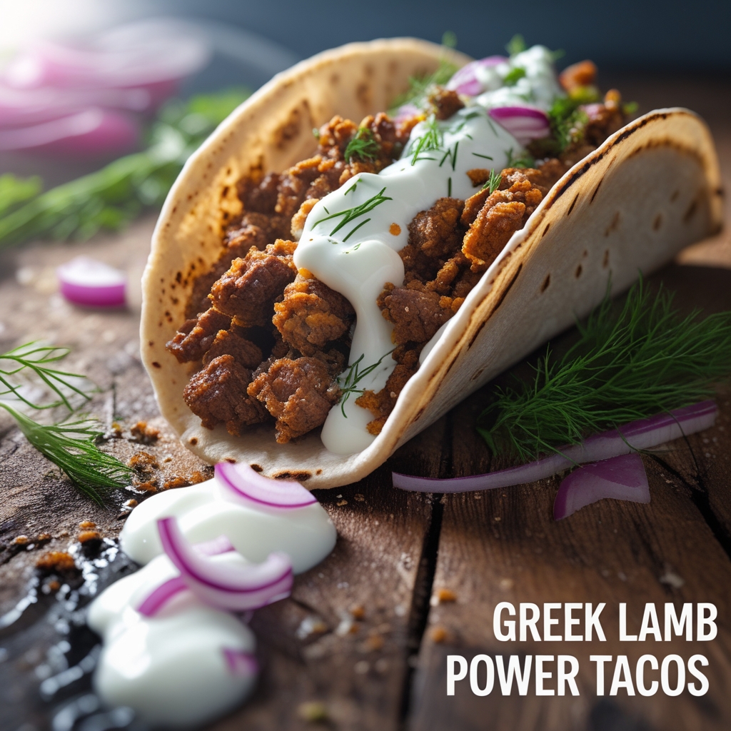 Greek Lamb & Tzatziki Power Tacos with Quick-Pickled Red Onion