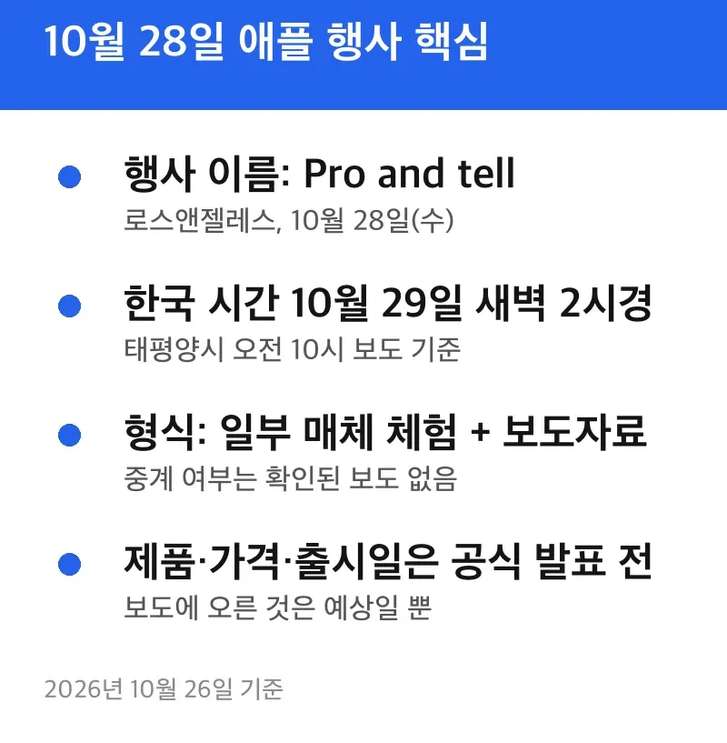 10월 28일 애플 행사 핵심