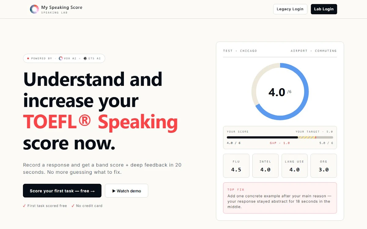 Captura de My Speaking Score