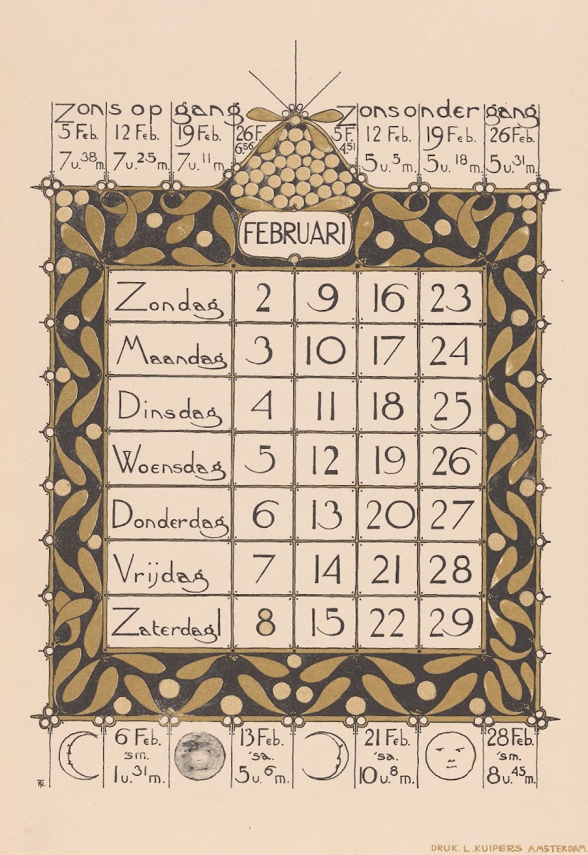 Kalenderblad Voor Februari 1896 1895