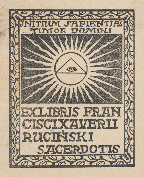 Ekslibris księdza Franciszka Ksawerego Rucińskiego 18771946 1900 1925