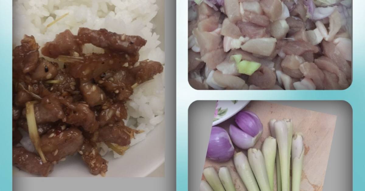 Thịt heo kho sả, hành, mè