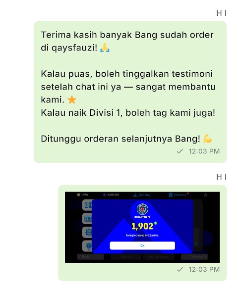 Testimoni customer Joki