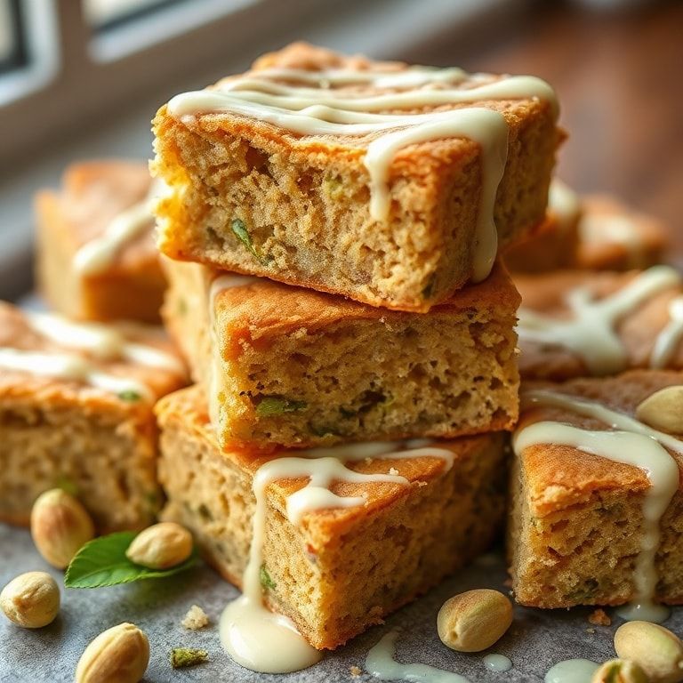Chewy Pistachio Blondies with Optional White Chocolate – Easy Homemade Dessert finished