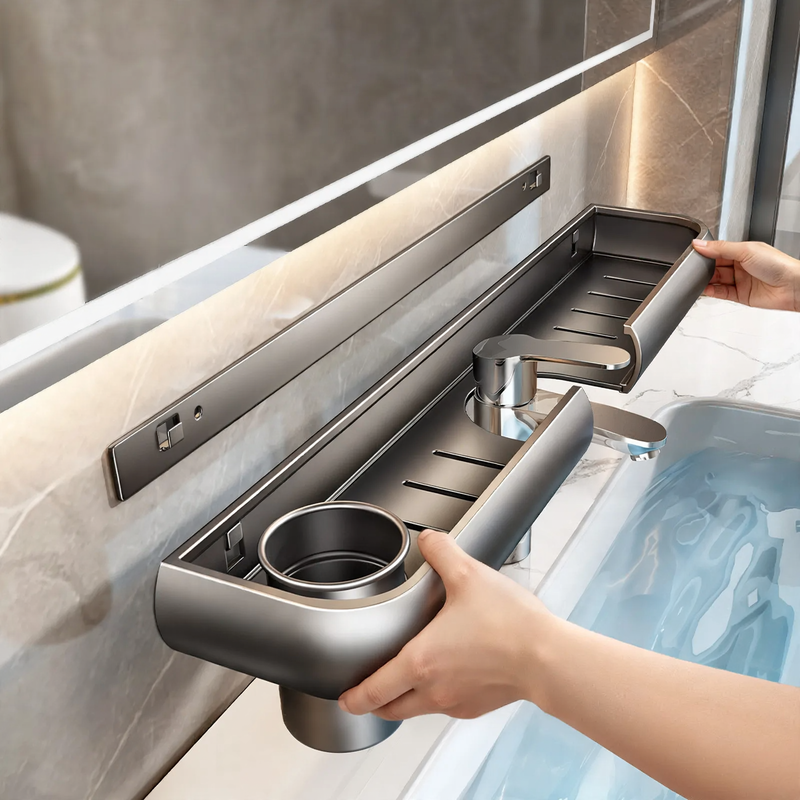 Bathroom shelf for sink, 50 cm, aluminum