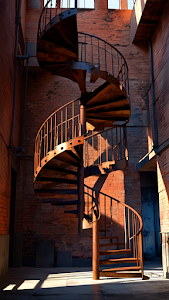 Rusty Industrial Spiral Staircase Brick Loft