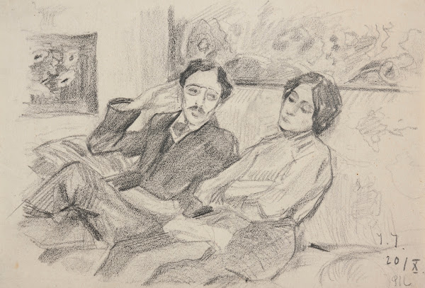 Mężczyzna i kobieta siedzący na kanapie Ivan Ivanec i Lidia Paraszczuk  1940 194