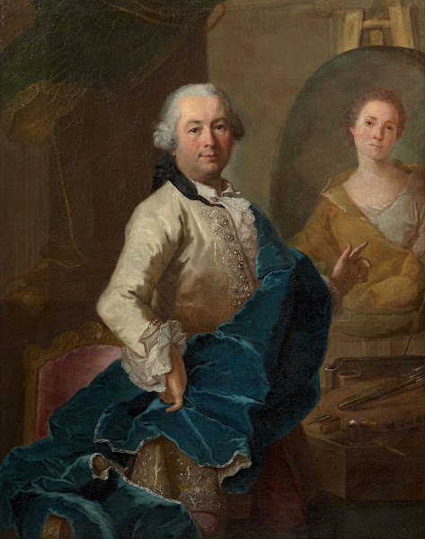 Self portrait of the painter painting the portrait of his spouse Angélique Louis