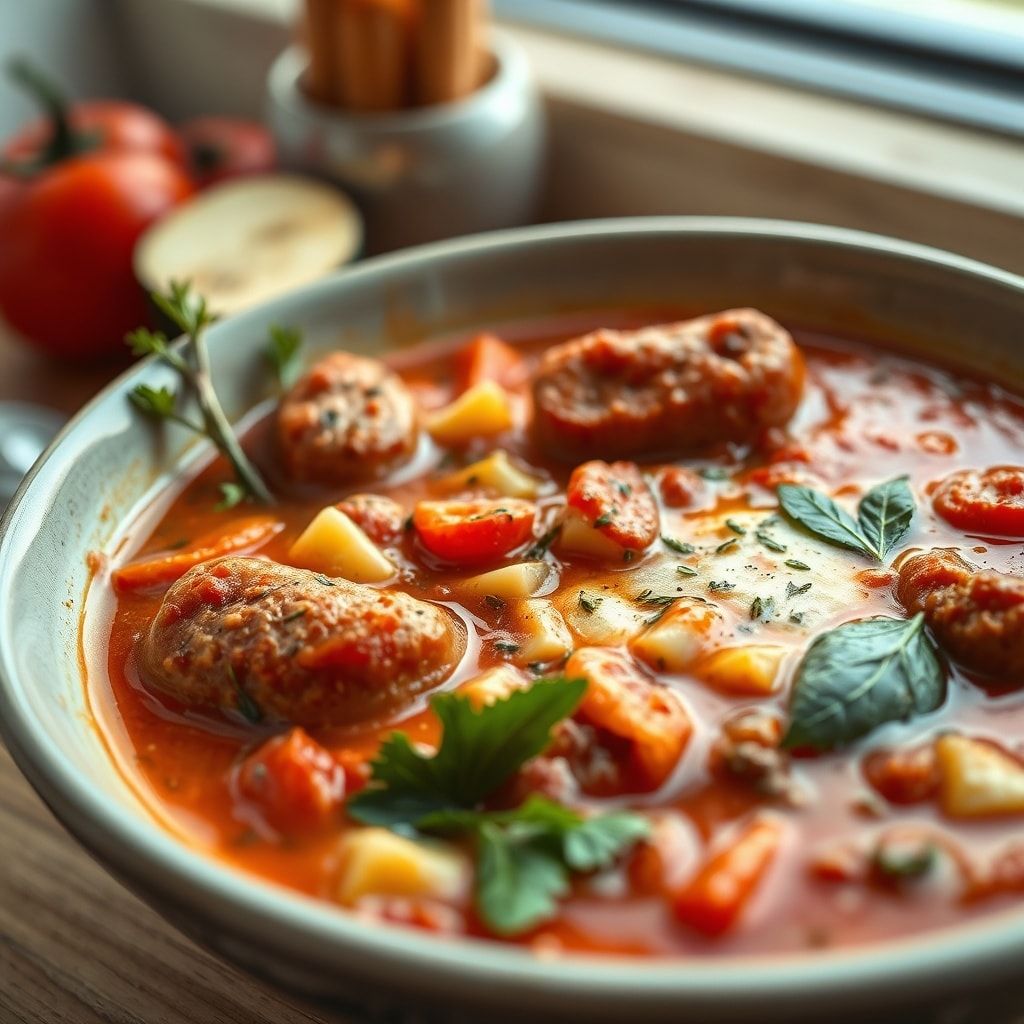 Easy Italian Summer Soup with Sausage and Vegetables (One-Pot, 40 Minutes)