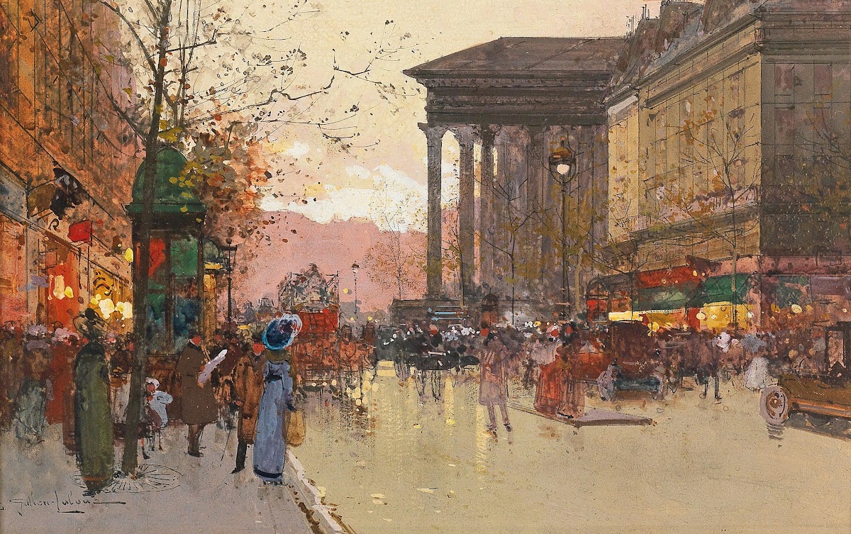 Paris The Boulevard de la Madeleine in the evening