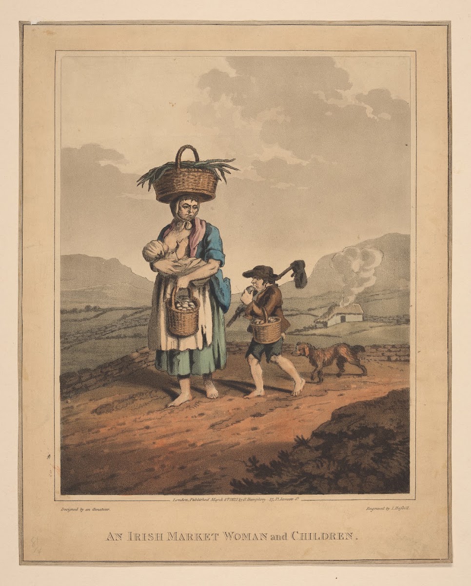 An Irish market woman and children 1822