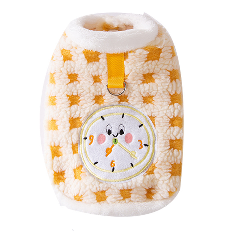 Cat fleece sweater with clock design, multiple sizes