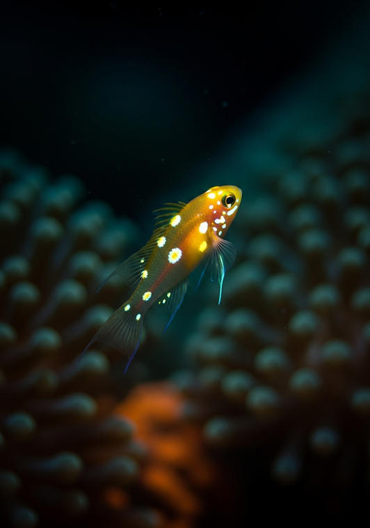 Bioluminescent Fish in Coral