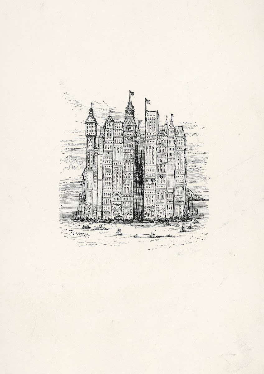 Prophetic drawing of New York skyline 1882