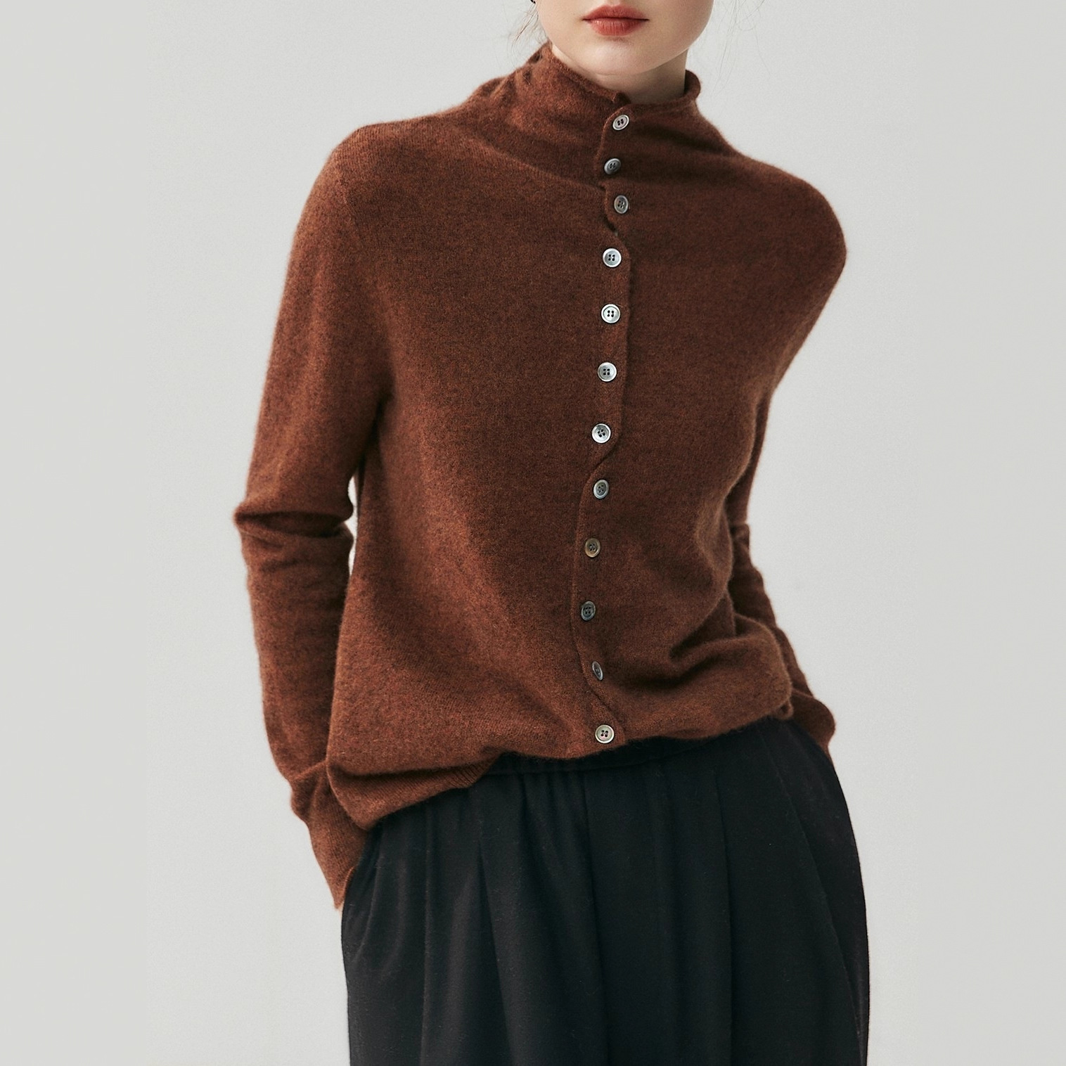Cardigan with rolled edges, soft texture