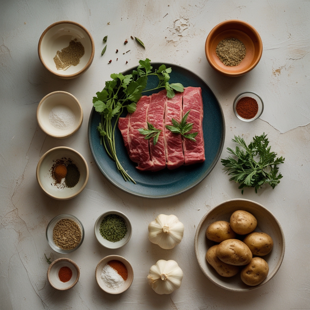 Ingredients for The best Garlic Steak Bites and Potatoes Recipe - Easy Weeknight Comfort Food