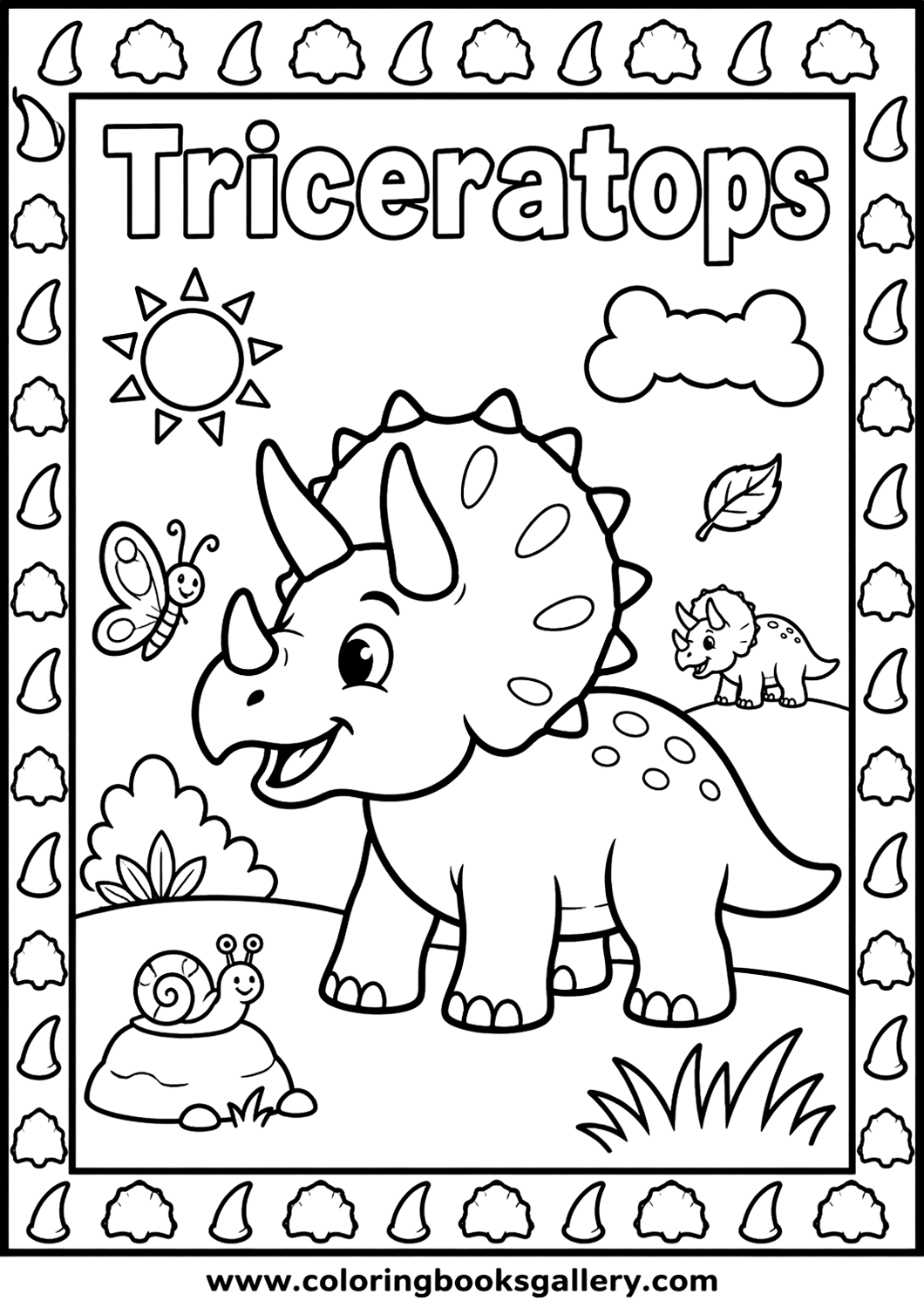 Fun Triceratops Coloring Page for Kids – Free Printable Coloring Sheet – free coloring page for kids