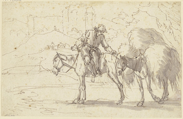 A farmer on a horse