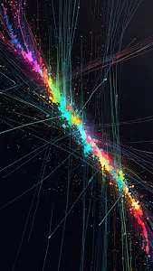 Neon Rainbow Particle Explosion Abstract Digital Art