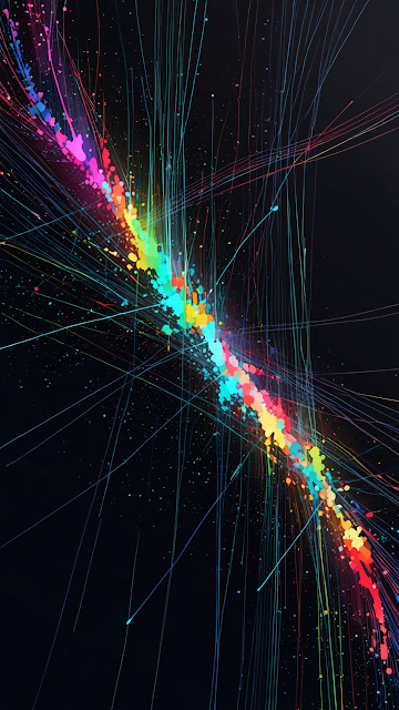 Neon Rainbow Particle Explosion Abstract Digital Art - Free mobile Wallpaper