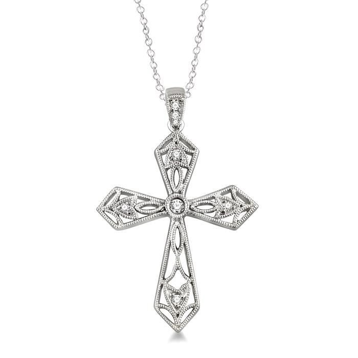 Silver Cross Diamond Fashion Pendant