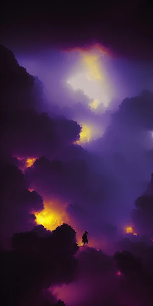 Purple Sky, Fantasy Art, Cloudy, Silhouette 4K iPhone Wallpaper Background