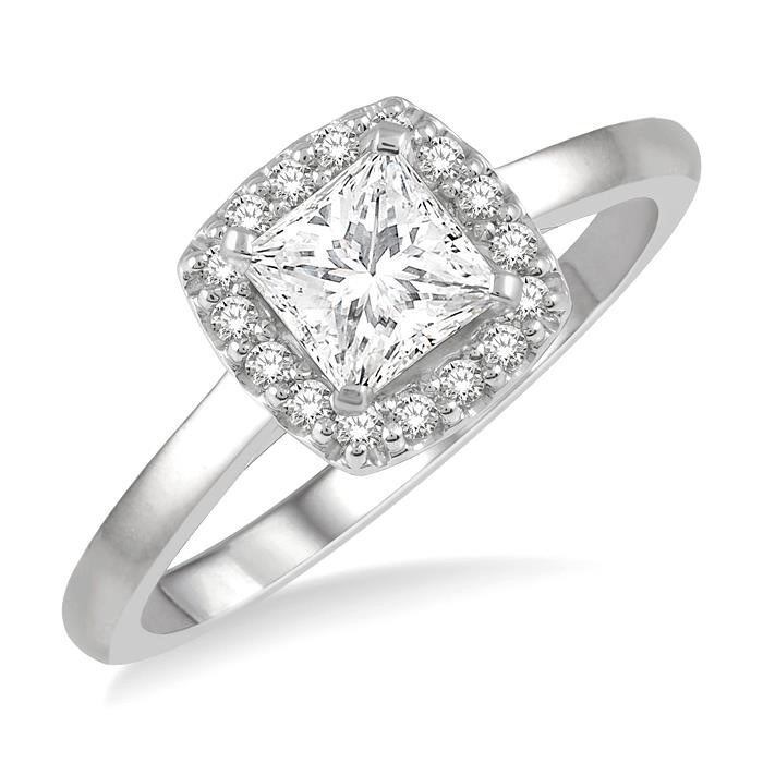 Princess Shape Halo Diamond Engagement Ring