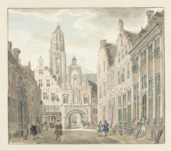 Nieuwstraat in Utrecht met gezicht op de Domtoren after Jan de Beijer 1753