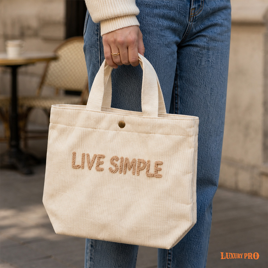 Corduroy Button Tote Bag GS‑369