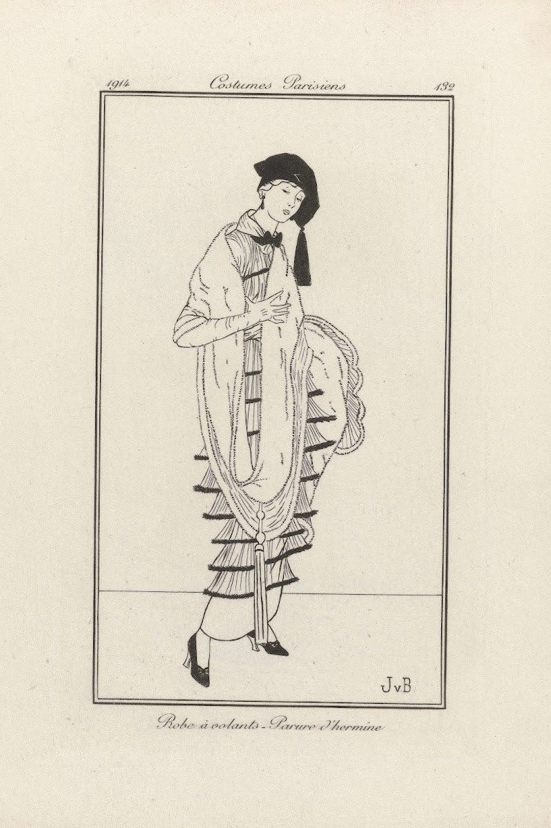 Robe à volants  Parure dhermine 1914