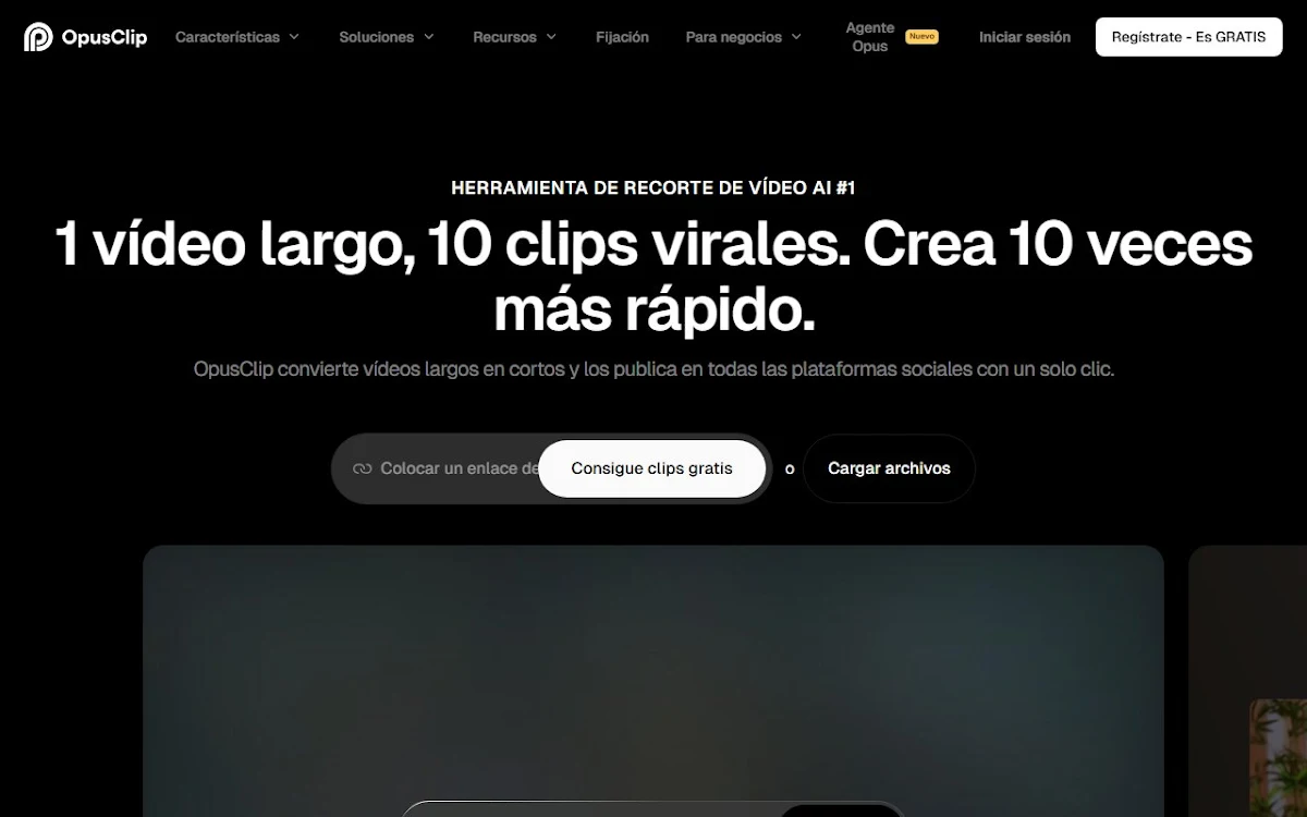 Captura de Opus Clip AI