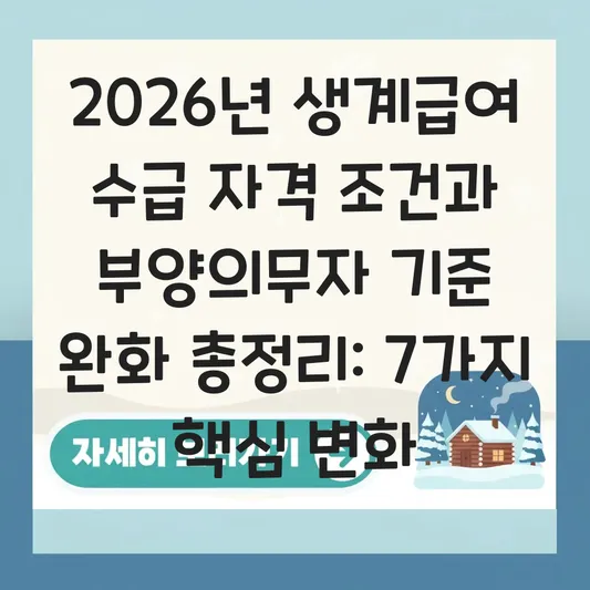2026년 생계급여 수급 자격 조건과 부양의무자 기준 완화 내용 총정리 대표 이미지