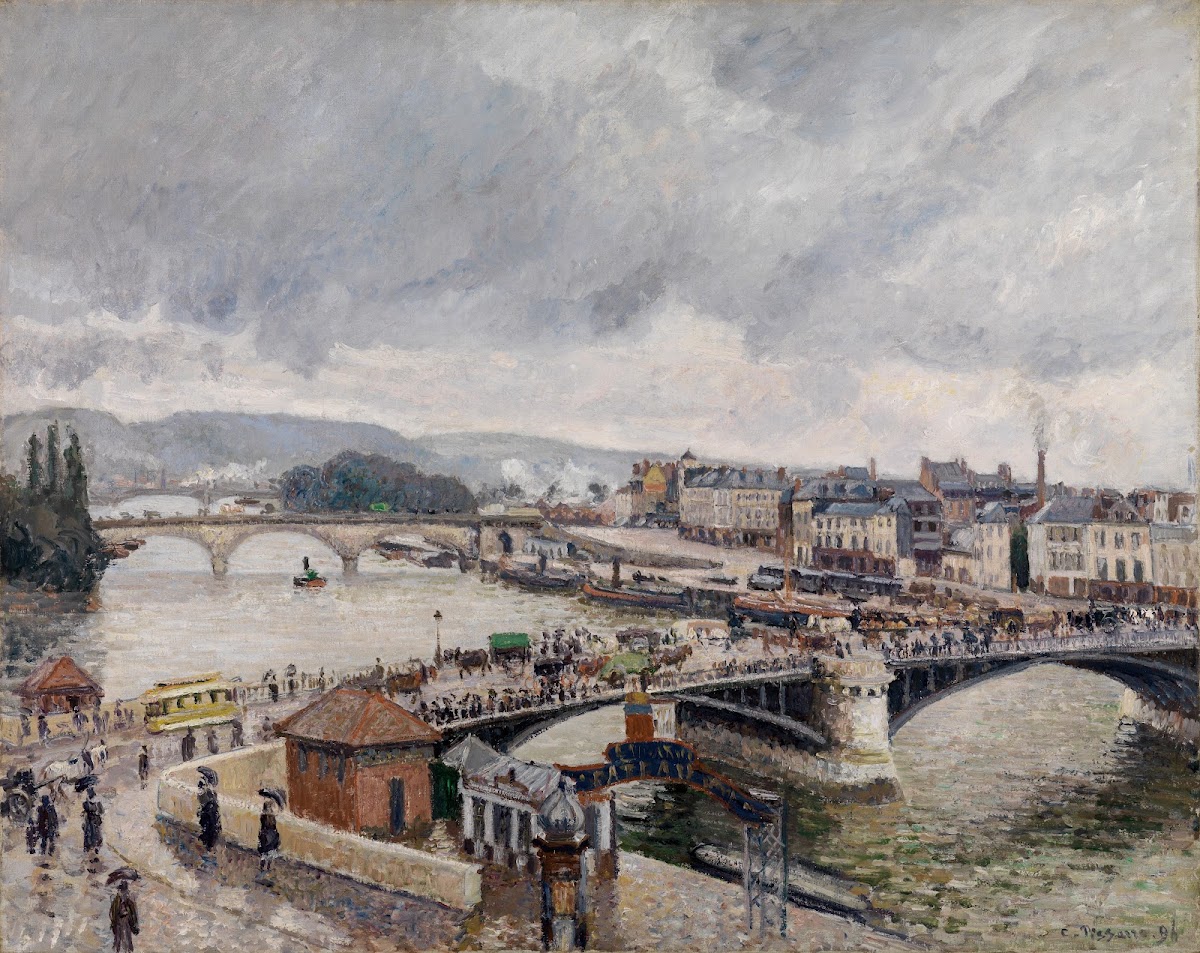 Blick auf die Grosse Brücke zu Rouen bei Regenstimmung 1896
