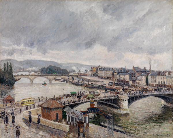 Blick auf die Grosse Brücke zu Rouen bei Regenstimmung 1896