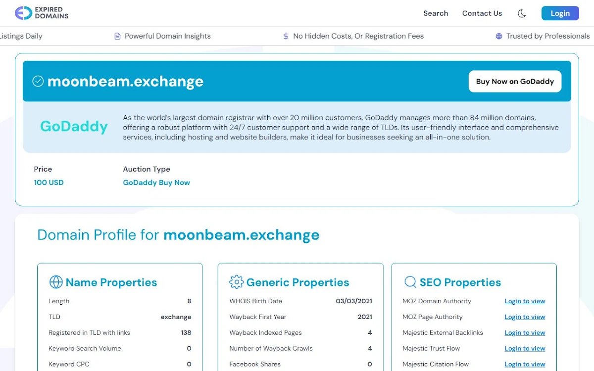 Captura de Moonbeam Exchange