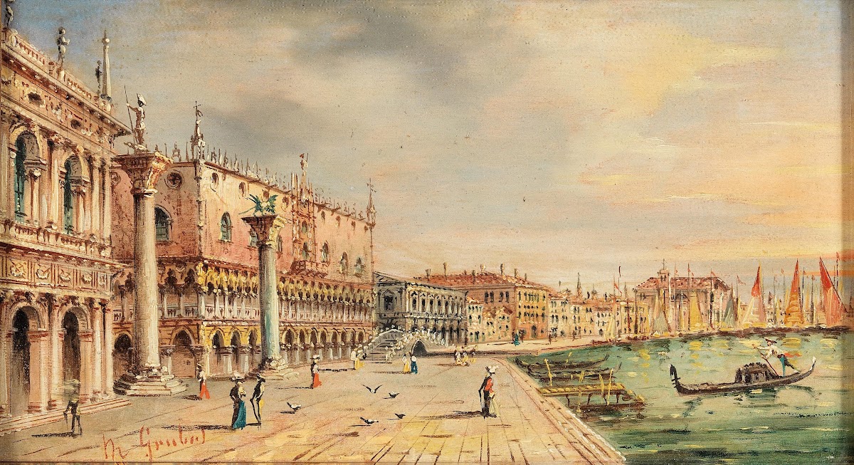 Venice a view of Riva degli Schiavoni with Palazzo Ducale